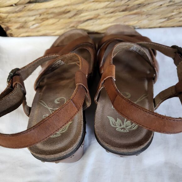 DANSKO FRIDA Sandals Womens 9 39 Brown Leather Strappy Wedge Heels Platform - Picture 7 of 12